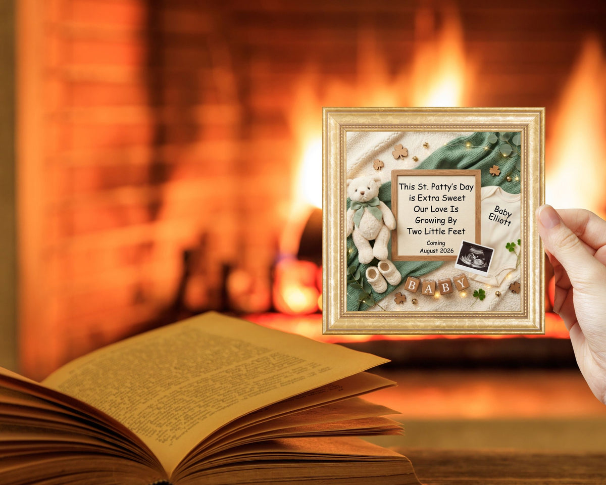 St Patricks Day Two Little Feet Pregnancy Announcement Canva Template
