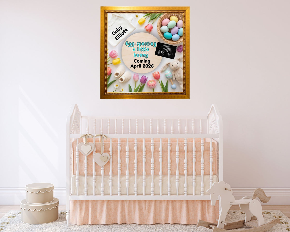 Editable Easter Baby Reveal • Egg-Specting Baby Announcement