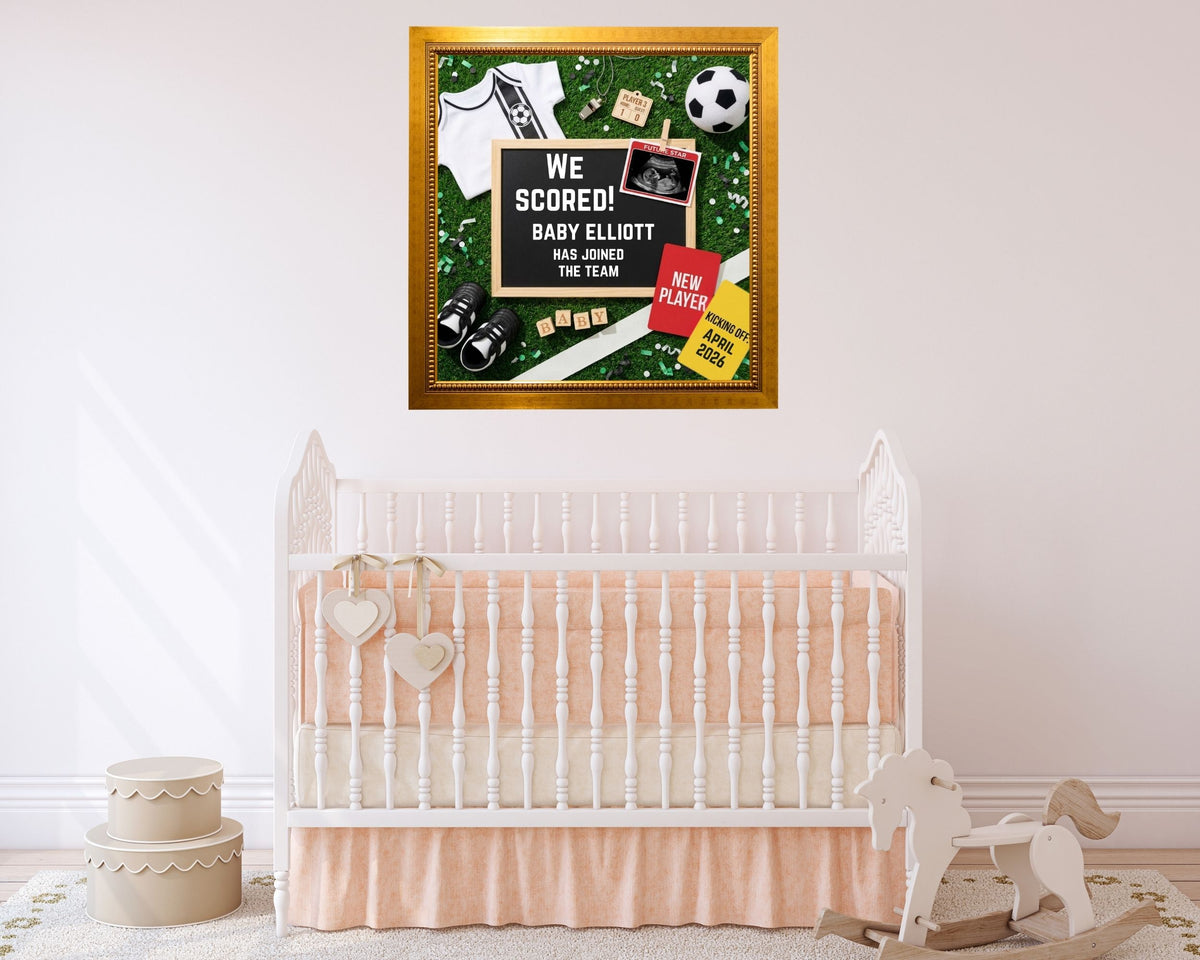 Soccer Pregnancy Announcement Canva Template – We Scored Baby Reveal
