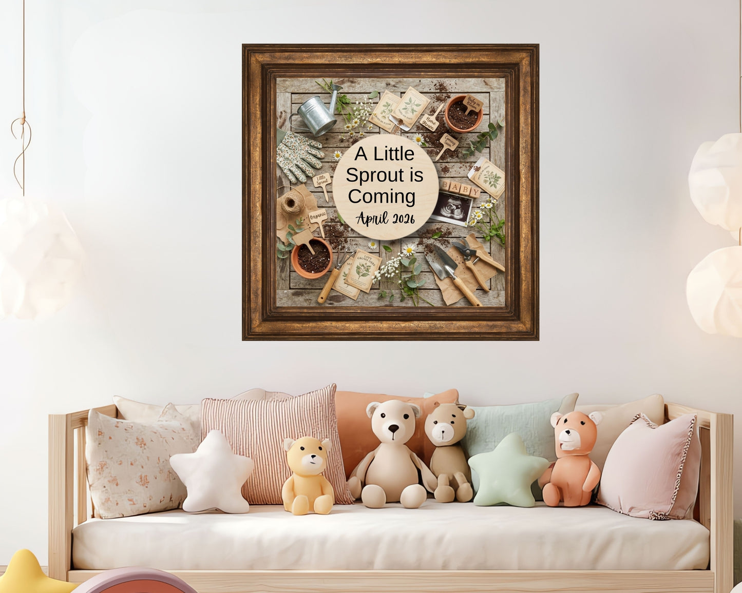 Gardening Baby Announcement Template – Editable Canva Design