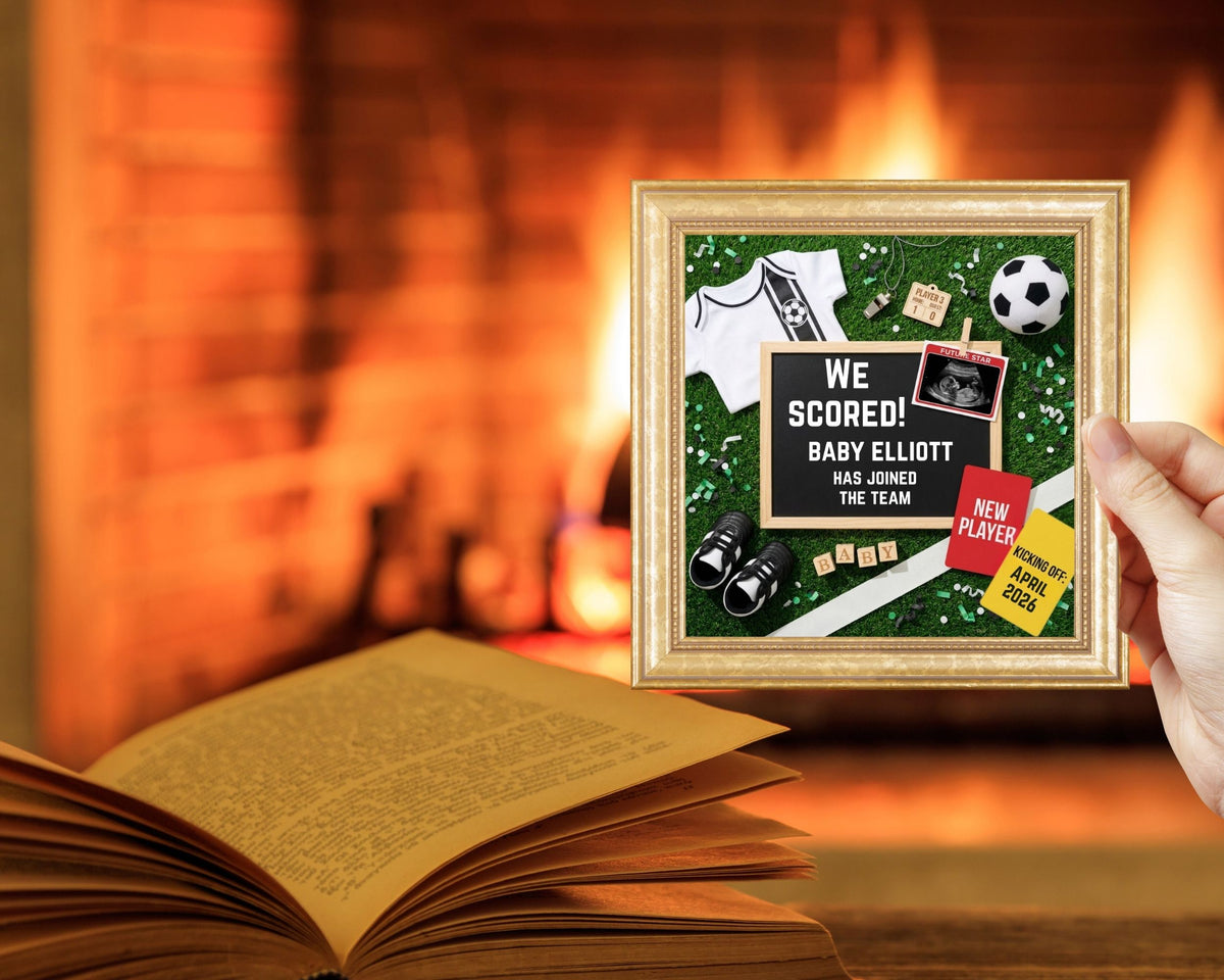 Soccer Pregnancy Announcement Canva Template – We Scored Baby Reveal