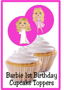 Barbie Birthday Cupcake Toppers Ages 1-16, 18, 21