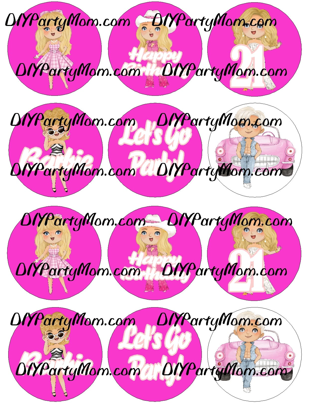 Barbie Birthday Cupcake Toppers Ages 1-16, 18, 21 – DIY Party Mom for Barbie Cupcake Toppers Printable Free