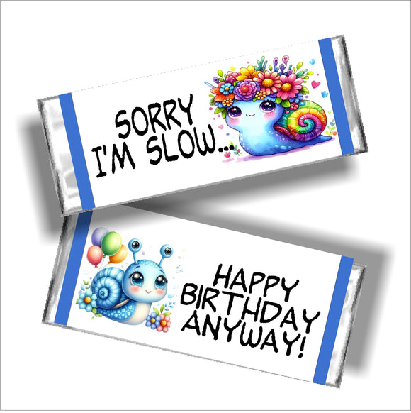 Snail Belated Birthday Candy Bar Wrapper Card Printable