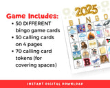 2025 Bingo Game Printable, New Years Eve Party Game, Year in Review Bingo
