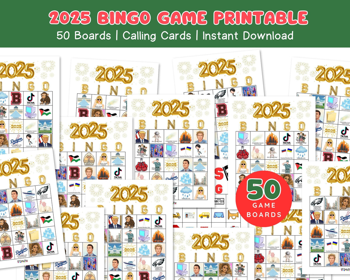 2025 Bingo Game Printable, New Years Eve Party Game, Year in Review Bingo