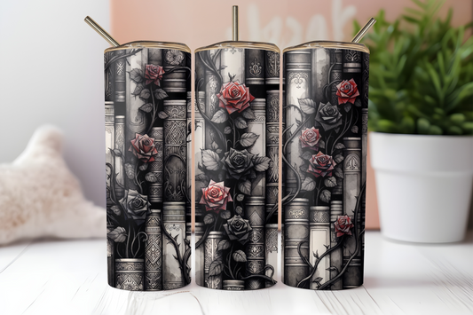 Books and Roses 20 ounce Stainless Steel Tumbler   *627