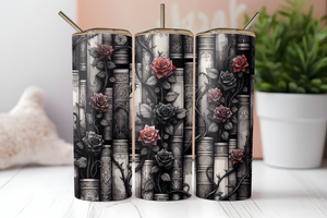 Black Roses and Books20 ounce Stainless Steel Tumbler   *628