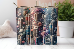 Boho Floral Books 20 ounce Stainless Steel Tumbler   *625