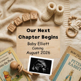 Our Next Chapter Book Themed Pregnancy Announcement Canva Template