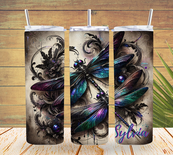 Personalized Dragonfly 20oz Skinny Tumbler  *816