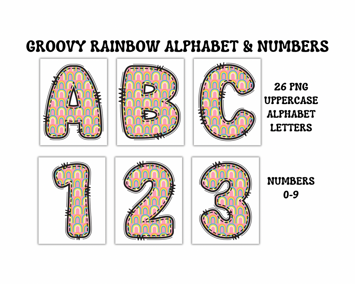 Groovy Alphabet Clipart Letters and Numbers