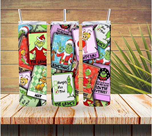 Grinch Christmas Cards 20 ounce Stainless Steel Tumbler   *644