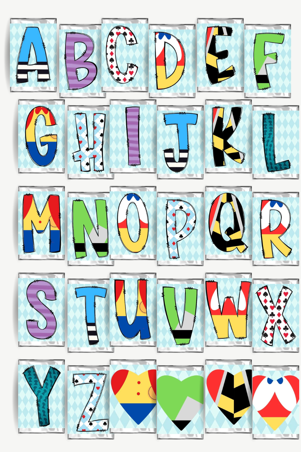 Wonderland Alphabet Hershey Candy Bar Wrapper Printable