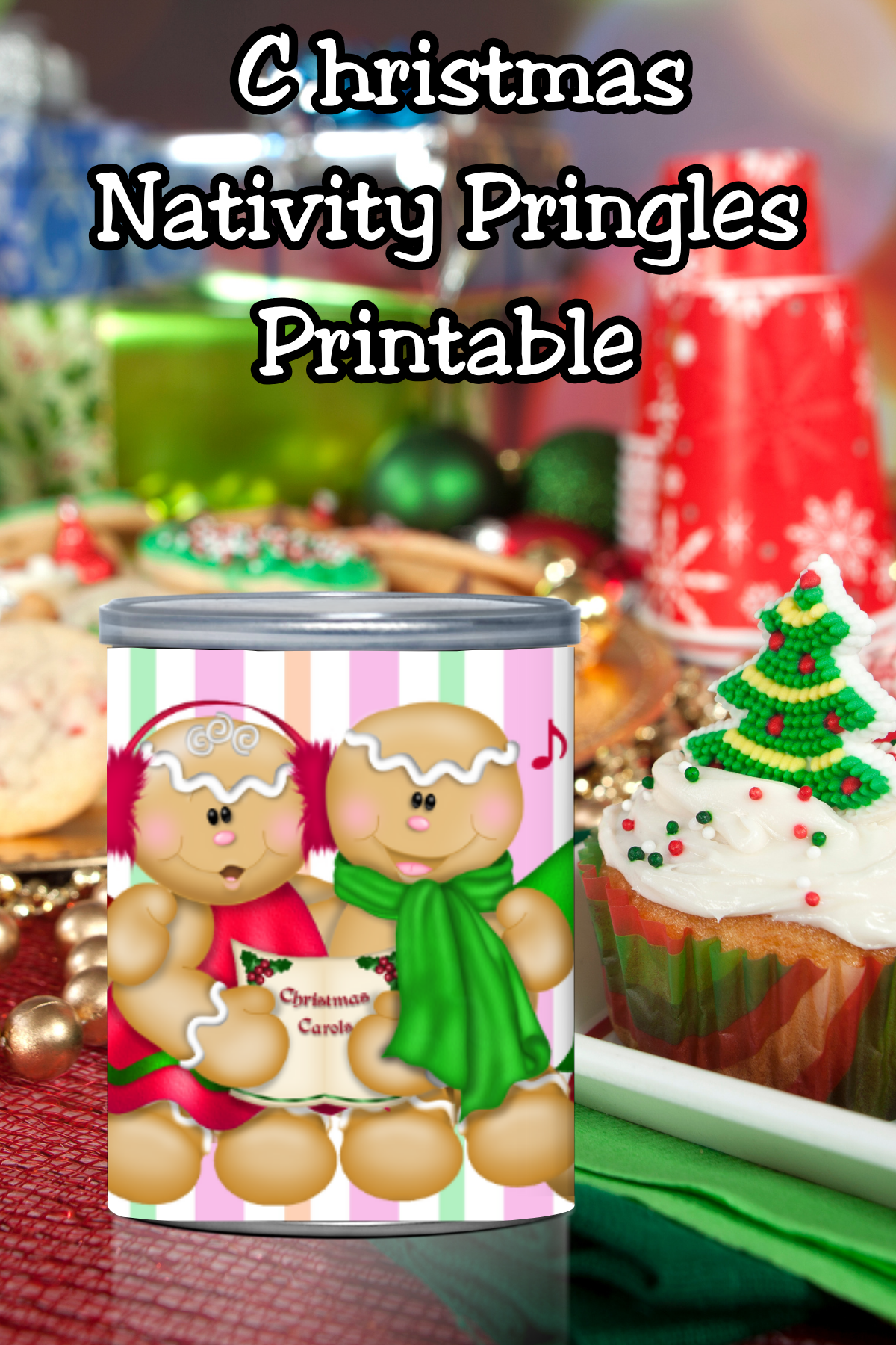 Gingerbread “Merry CHIP-MAS” Pringles Can Label Printable
