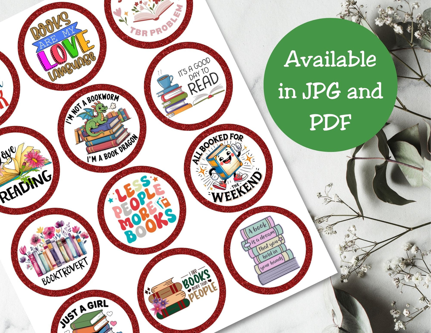 Book Lover Cupcake Topper Printable