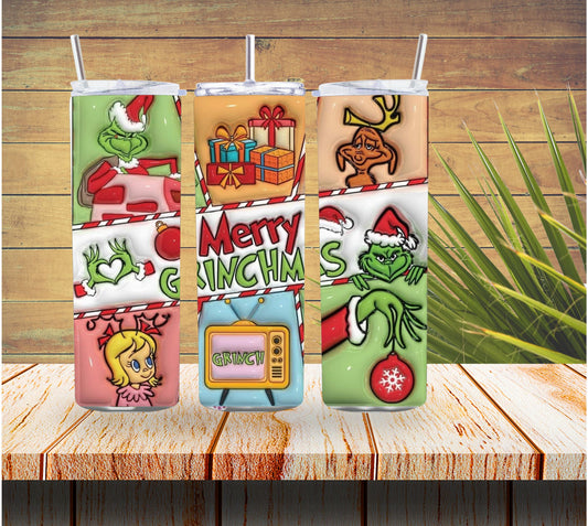 Grinch Christmas 3D 20 ounce Stainless Steel Tumbler  *544