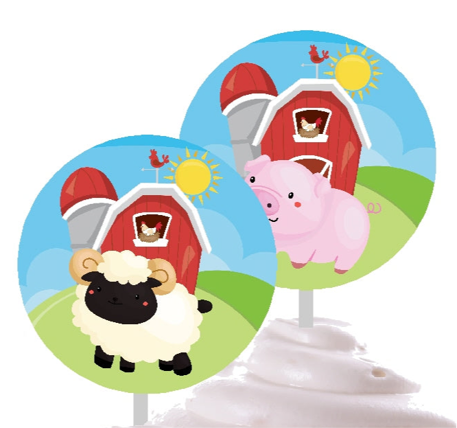 Farm Animal Printable Cupcake Toppers
