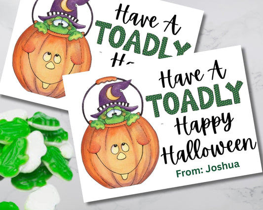 Toad Halloween Bag Topper Printable Canva Template