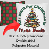 More Books for Christmas Spun Polyester Square Pillowcase
