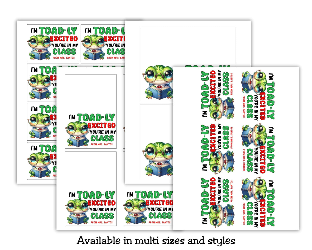 Toadly Excited Youre in my Class Bag Topper Printable Teacher Gift