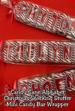 Candy Cane Alphabet Hershey Candy Bar Wrapper Stocking Stuffer Printable
