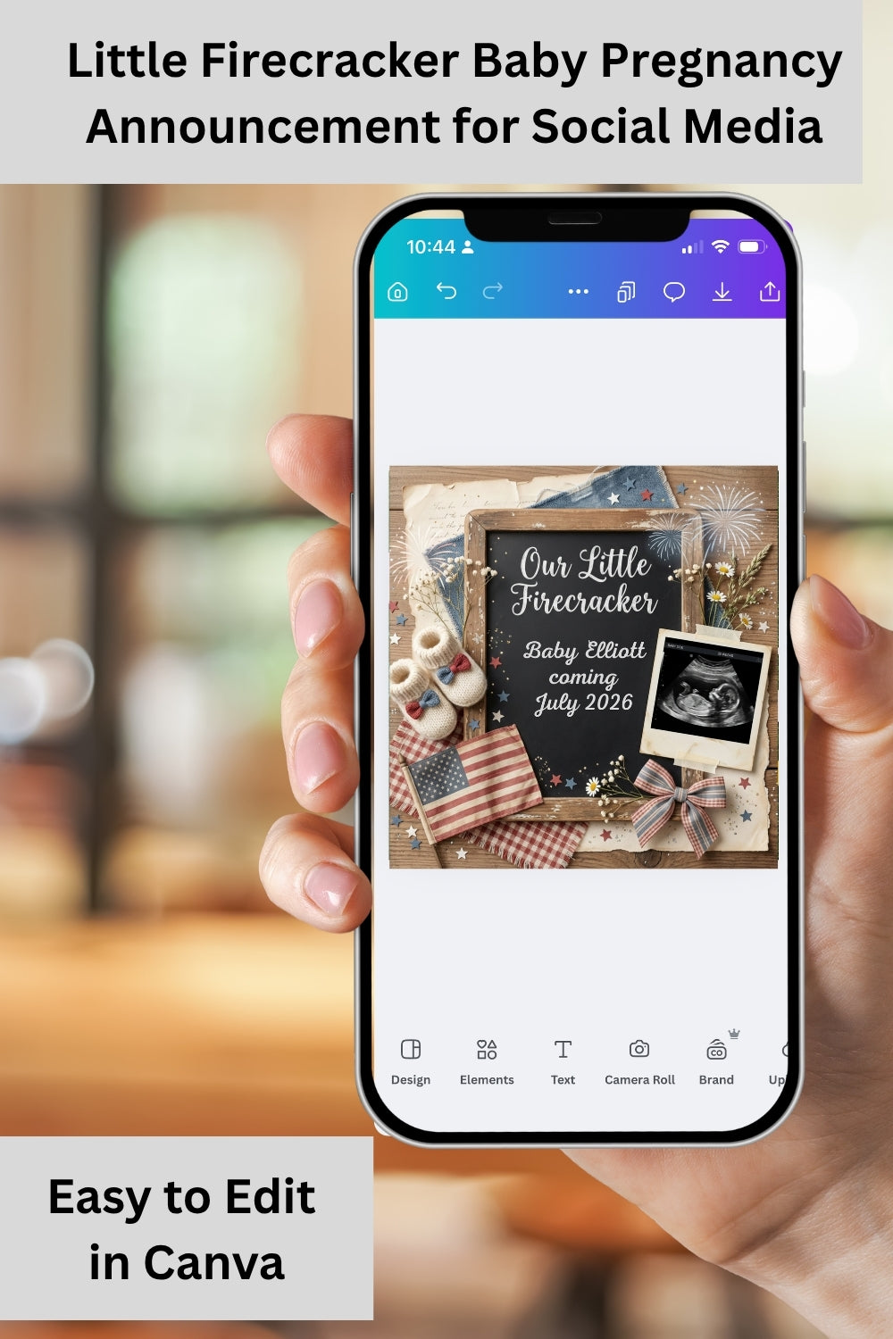 Little Firecracker Baby Announcement Canva Template