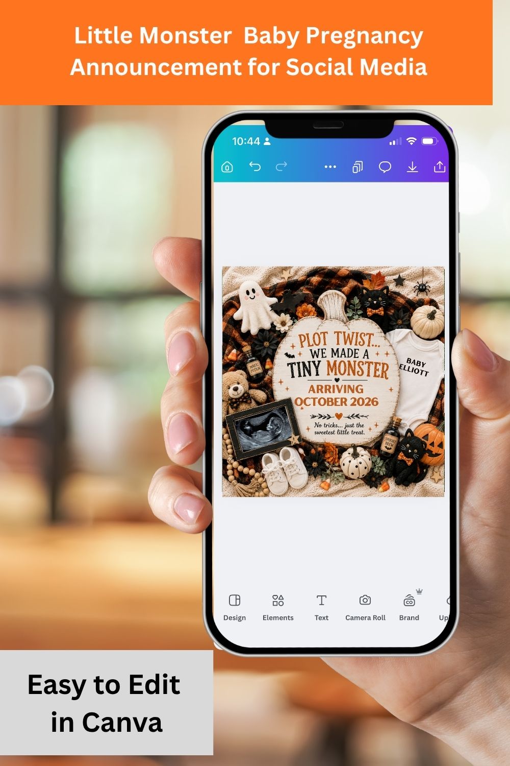 Halloween Pregnancy Announcement Canva Template