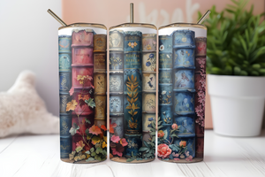 Books and Flowers 20 ounce Stainless Steel Tumbler   *636