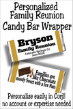 Chocolate Family Reunion Pesonalized Candy Bar Wrapper Canva Template