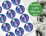 Sticker with 'Reach Four the Sky' text on a white surface with floral decorations.