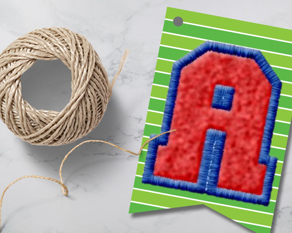 Red and Blue Football Varsity Letters Pennant Banner Printable with Canva Template