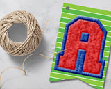 Red and Blue Football Varsity Letters Pennant Banner Printable with Canva Template
