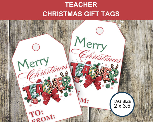 Merry Christmas Teacher Gift Tags Printable