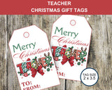 Merry Christmas Teacher Gift Tags Printable