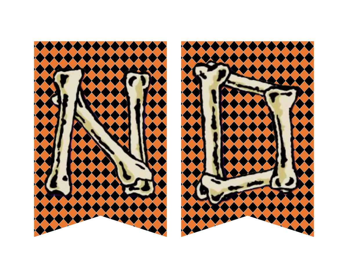 Halloween Bones Pennant Banner Canva Template