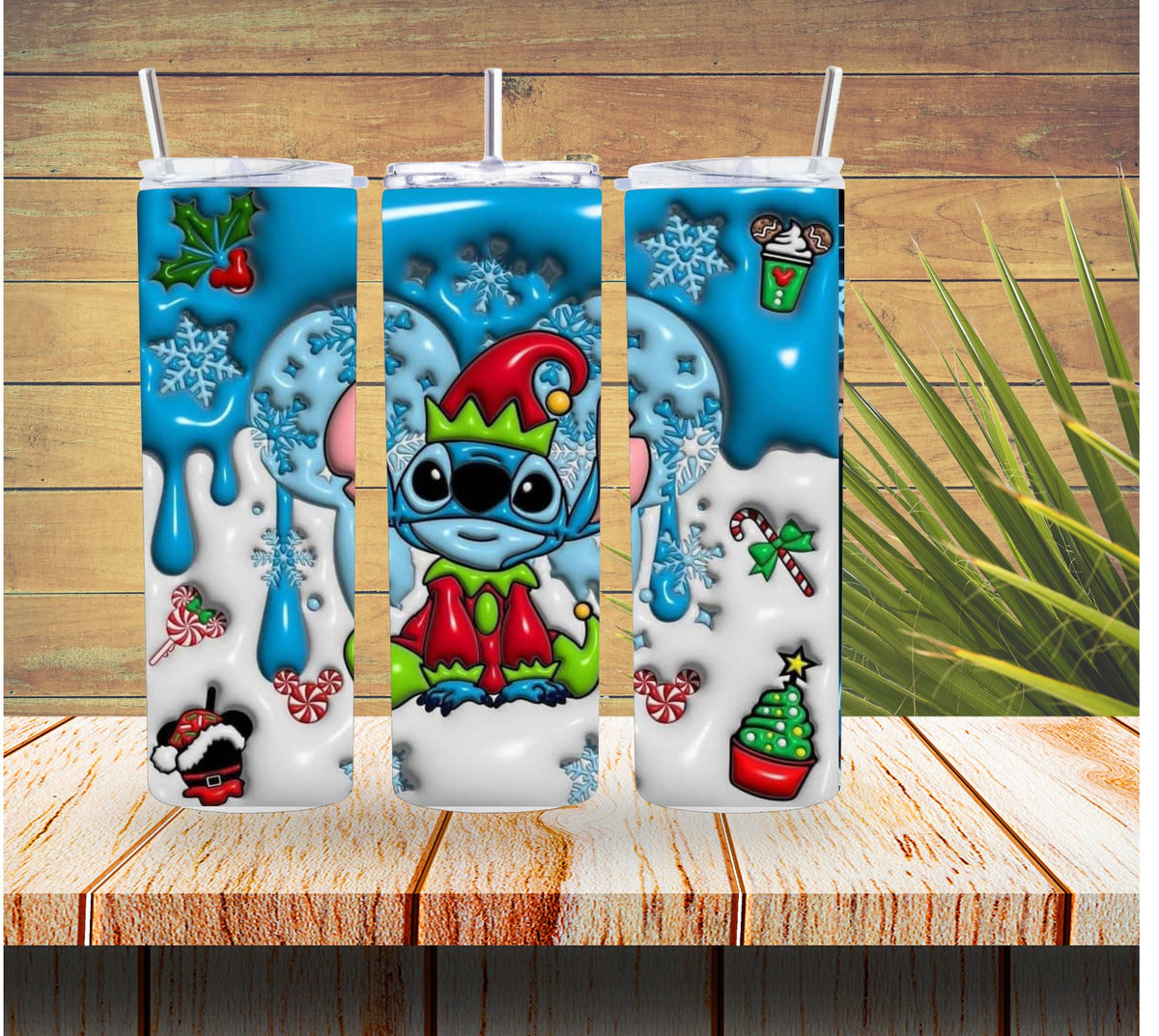 Elf Stitch 3D Christmas 20 ounce Stainless Steel Tumbler *533