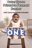 Space Alphabet Pennant Banner Set (A–Z + 0–9) – Astronaut Party Decor Printable