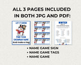 What’s Your Snowman Name Chrismas Game Printable