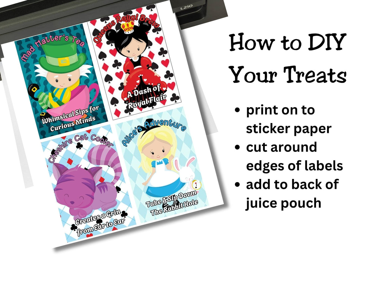 Alice in Wonderland Capri Sun Printable Labels