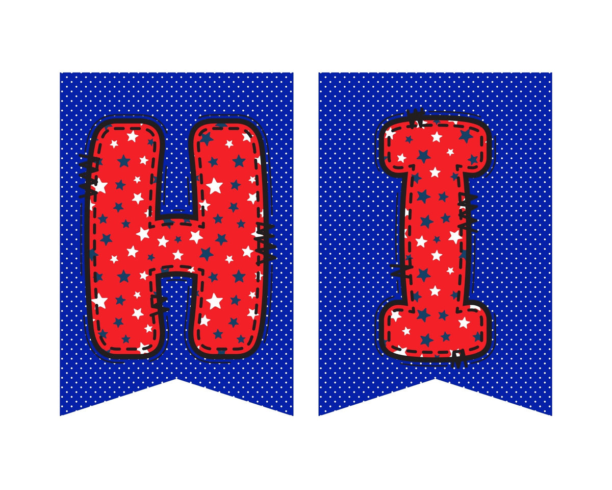 Red White Blue Pennant Banner Printable