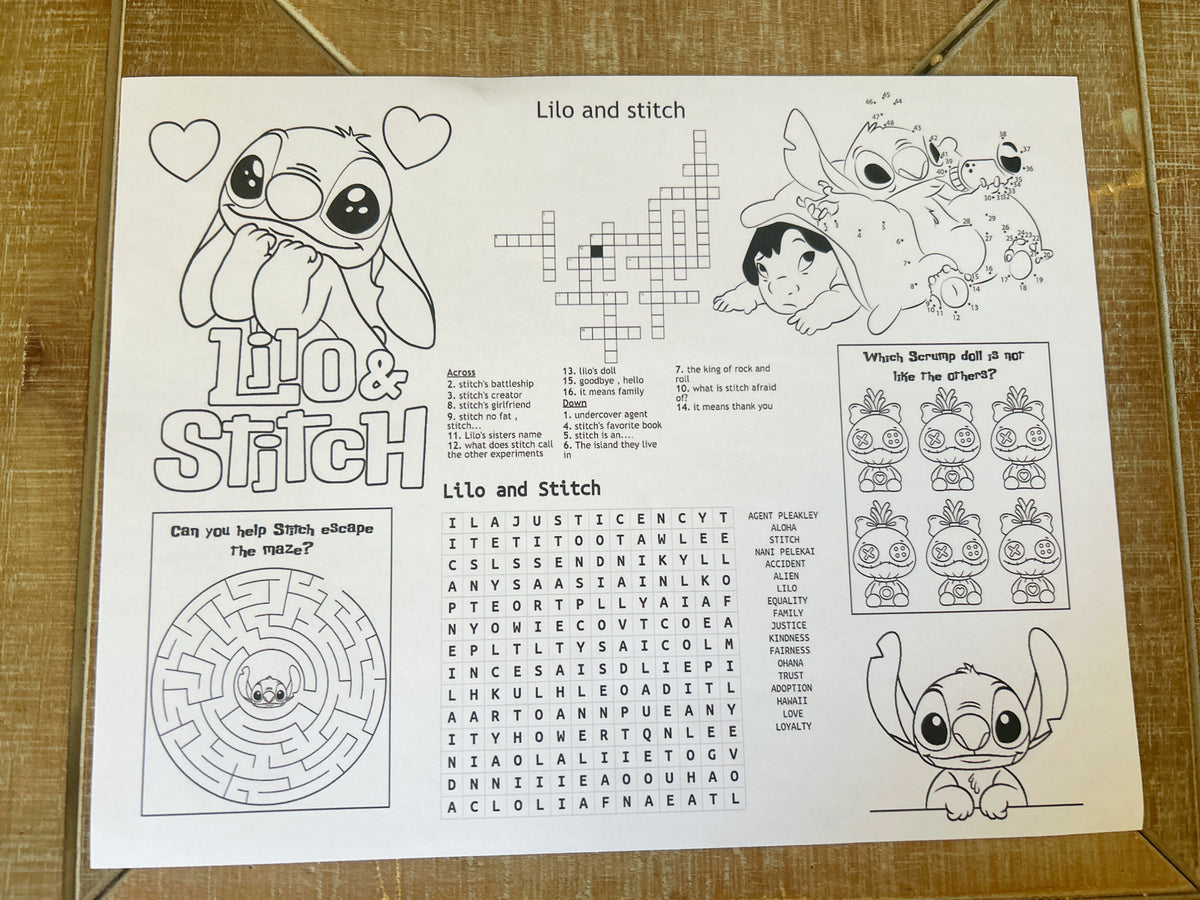 LILO and Stitch Family Dinner and Movie Night Printable Set