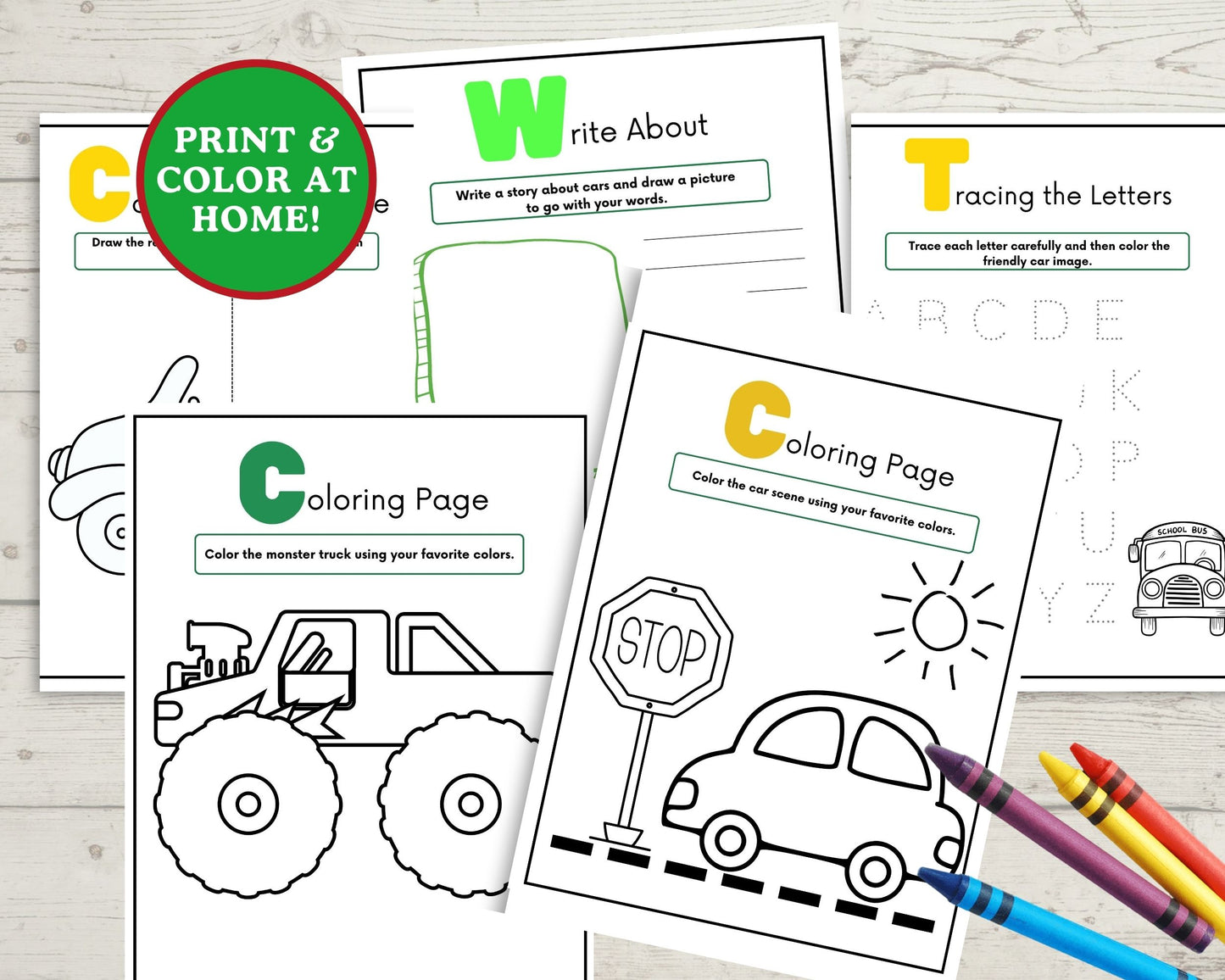 Cars Preschool Activity Book Printable