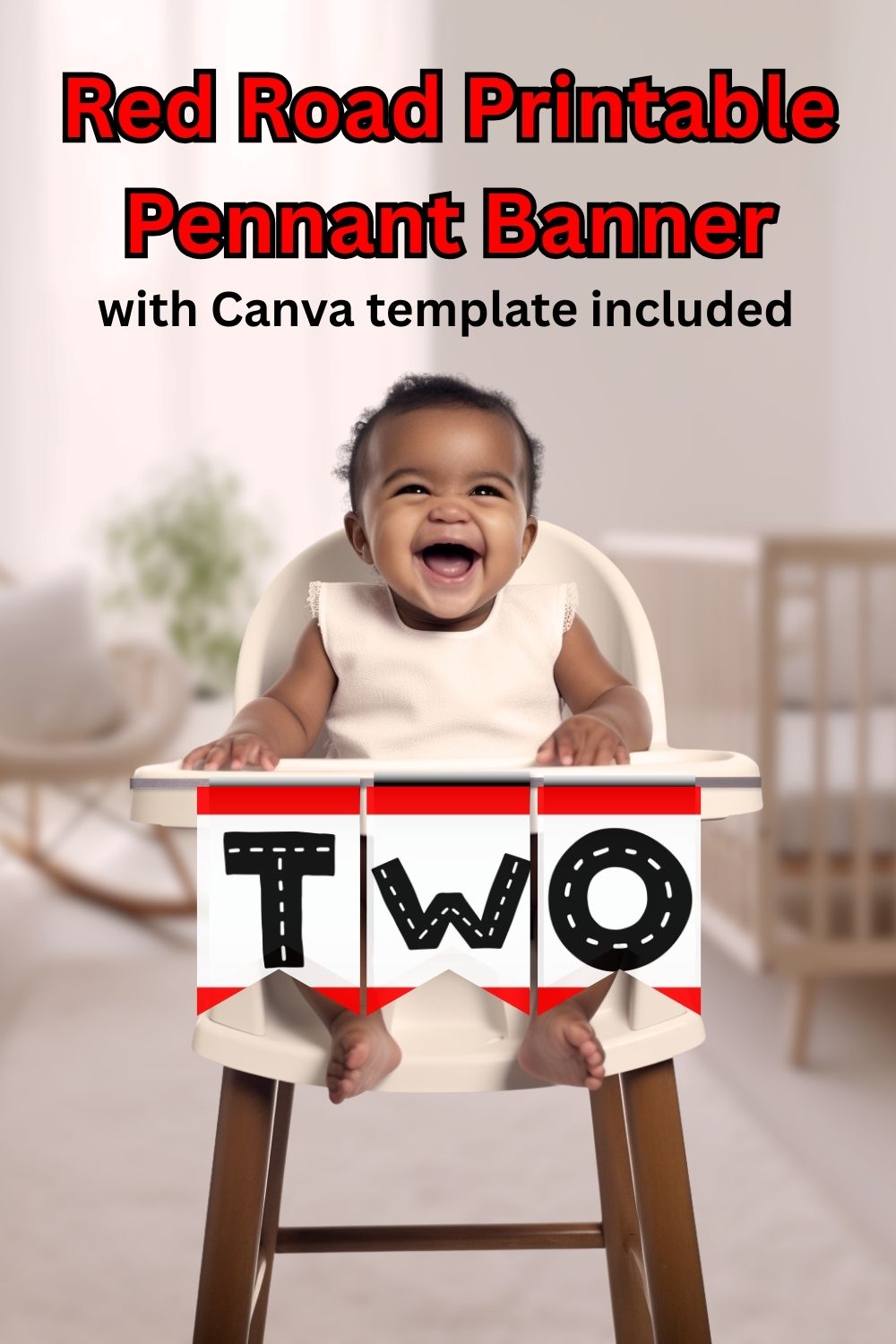 Red Road Pennant Printable Banner and Canva Template