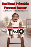 Red Road Pennant Printable Banner and Canva Template