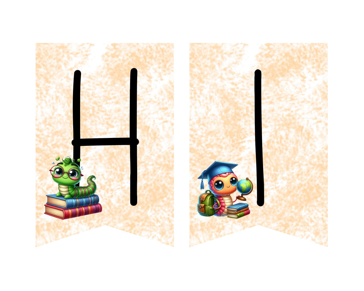 Bookworm Back to School Pennant Banner