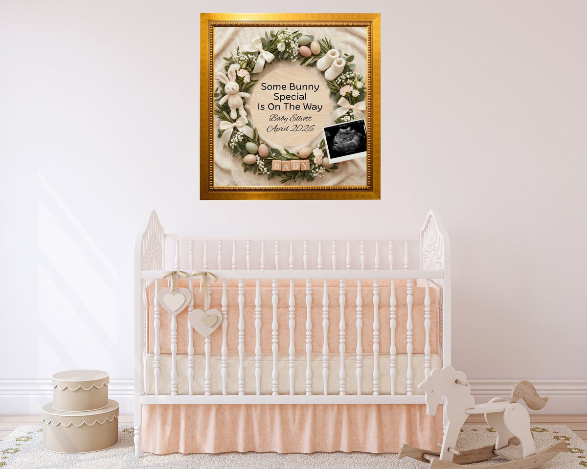 Some Bunny Special Easter Pregnancy Announcement Canva Template