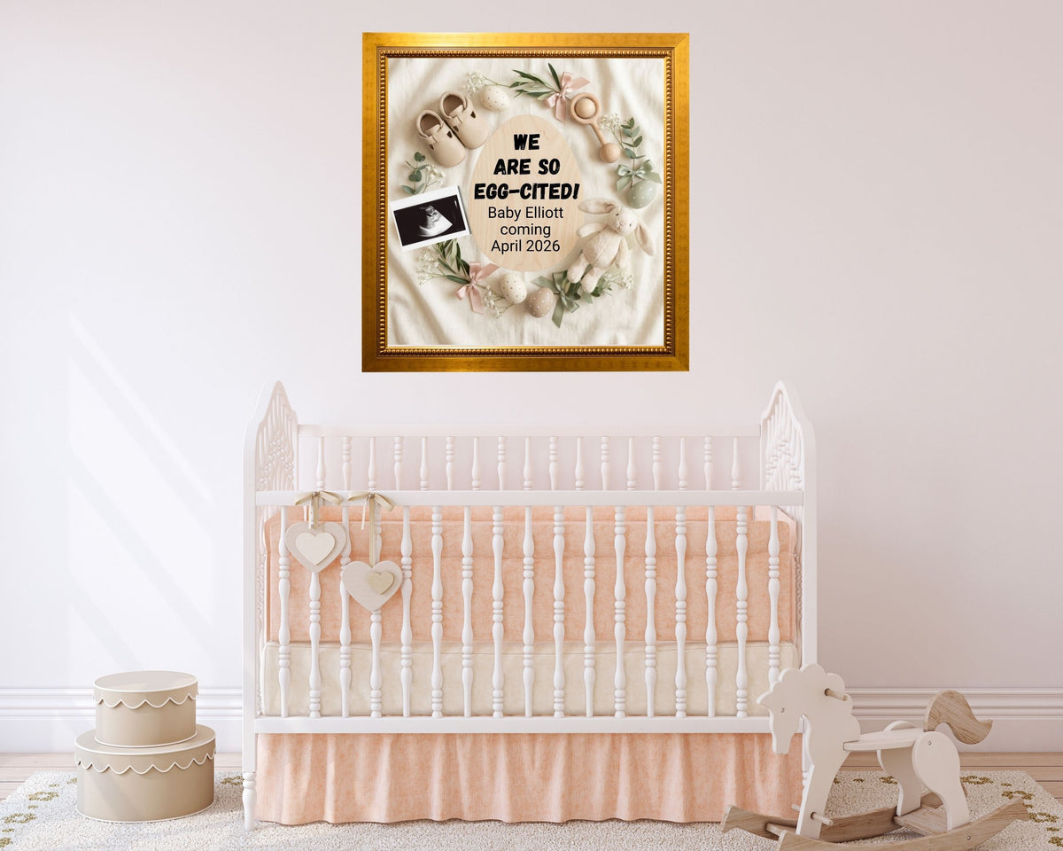So Egg-Cited Easter Pregnancy Announcement Canva Template