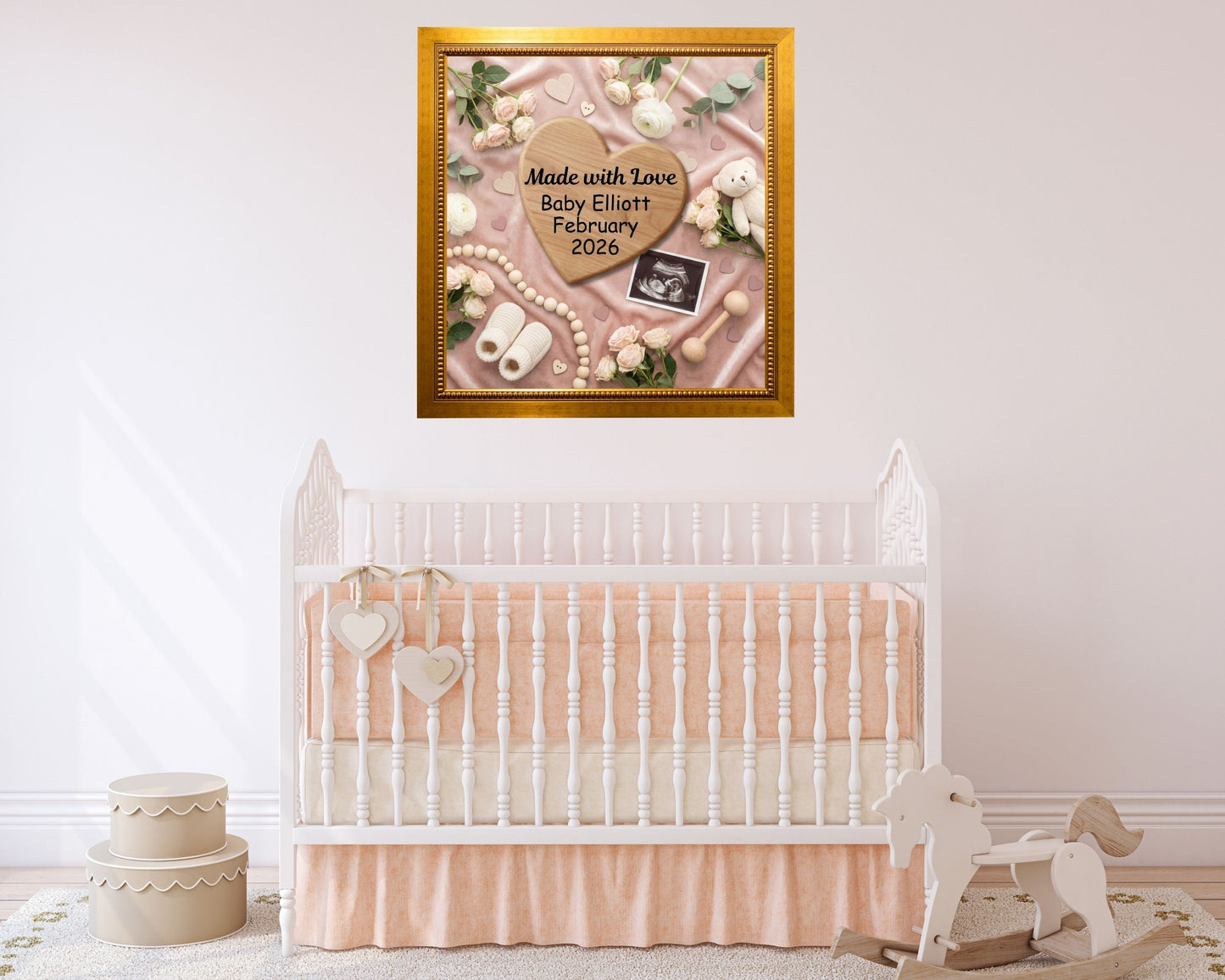 Made with Love Valentine Baby Announcement Canva Template