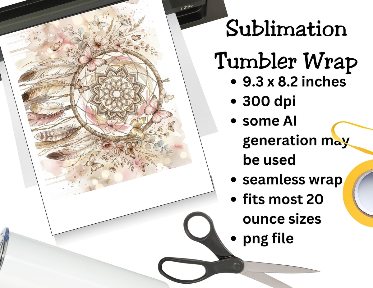 Boho Dreamcatcher Butterfly Tumbler  *826
